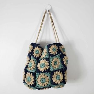 Crochet Sunflower Handmade Square Shoulder Bag
